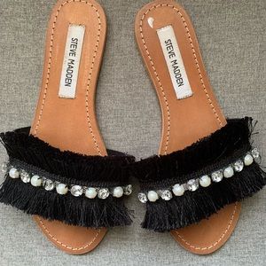 Steve Madden Isabella Leather & Fringe Sandals size 8
